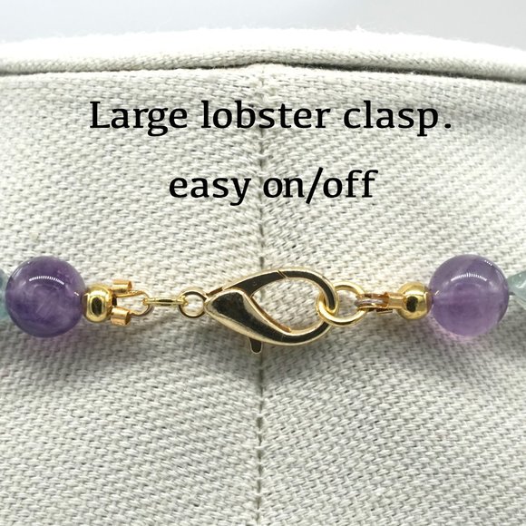 Necklace with Fluorite chips and Amethyst beads with gold accents. - Picture 6 of 6